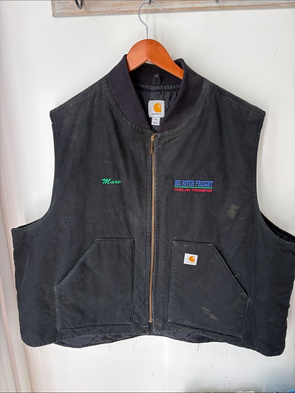 Carhartt Black Work Vest with Embroidered Logos